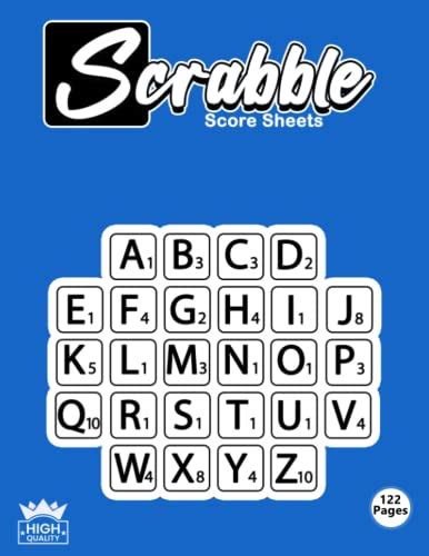 Large Scrabble Score Sheets 120 Sheet Score Card Notebook Record Your