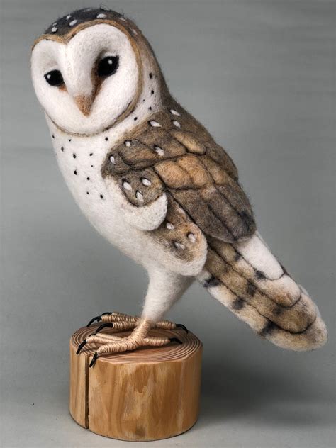 Barn Owl Needle Felted Felt Owls Barn Owl Art Needle Felted Owl