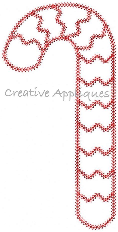 Candy Cane Vintage Stitch Applique Digital Machine Embroidery Etsy