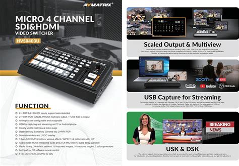 AVMATRIX Video Switcher PVS0403U 10.1 Inch IPS FHD LCD Monitor Display ...