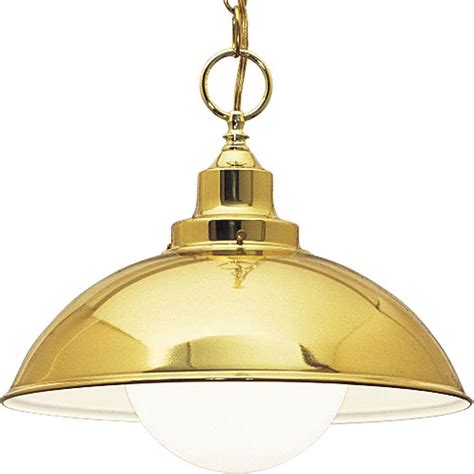 Progress Lighting 1 Light 100w Polished Brass Finish White Glass Dome Style Pendant The Home