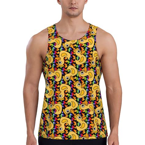 Goofa Cartoon Ducks Pattern Mens Workout Tank Top Slim Fit Tank Quick