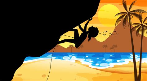 Silhouette rock climbing background 7374778 Vector Art at Vecteezy