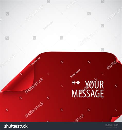 Red Sheet Paper Curved Corners Vector Stock Vector Royalty Free