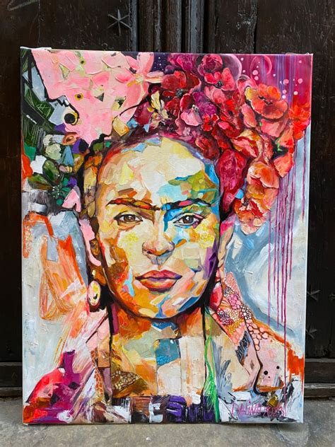 Handmade Portrait Frida Kahlo Art Fauvism Colorful Wall Art Acrylic