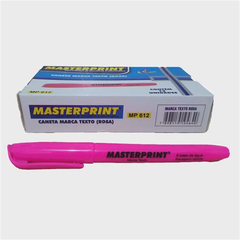 Caneta Marca Texto Rosa Caixa Unidades Mp Masterprint