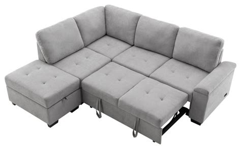 Gewnee Sleeper Sectional Sofa L Shape Corner Couch Sofa Bed Transitional Sleeper Sofas By