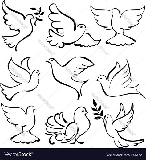 Abstract Dove Set Royalty Free Vector Image Vectorstock