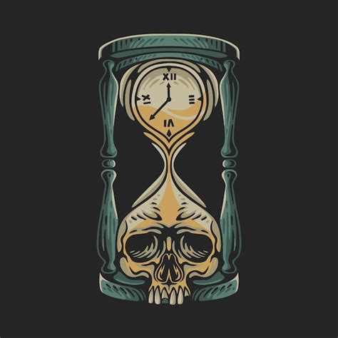 Premium Vector Vector Illustration Hourglass With Skull And Hour Hand