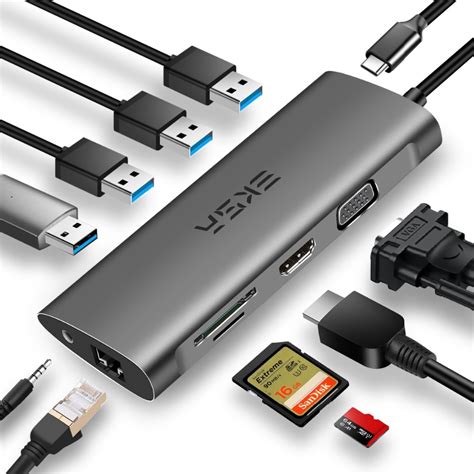 EKSA 11 в 1 usb-хаб C концентратор Thunderbolt 3 Тип C адаптер док ...