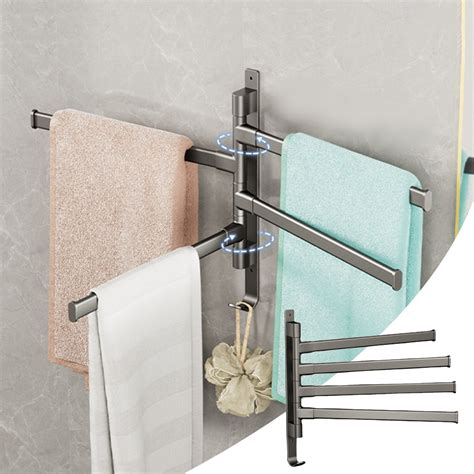 Kosheko Swivel Towel Rack Aluminium Alloy No Hole Installation