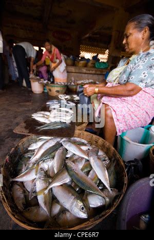 Fish Stall Mapusa Market Goa India Asia Stock Photo Alamy