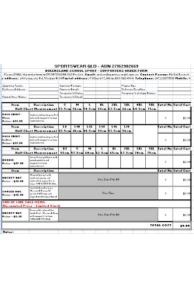 FREE 52+ Apparel Order Forms in PDF | Ms Word | XLS