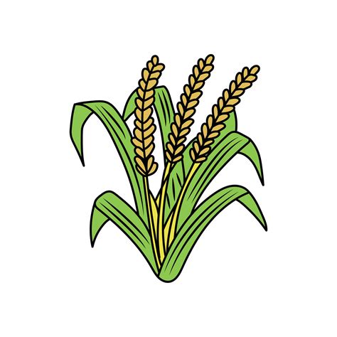 Kids Drawing Cartoon Vector Illustration Cute Wheat Plant Icon Isolated