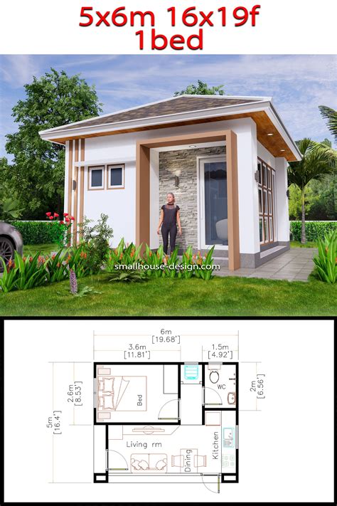 Small House Plans 5x6 M Hip Roof One Bedroom Full plans | One bedroom ...