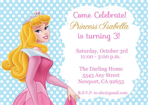 Princess Aurora Sleeping Beauty Invitation Kids Birthday Etsy