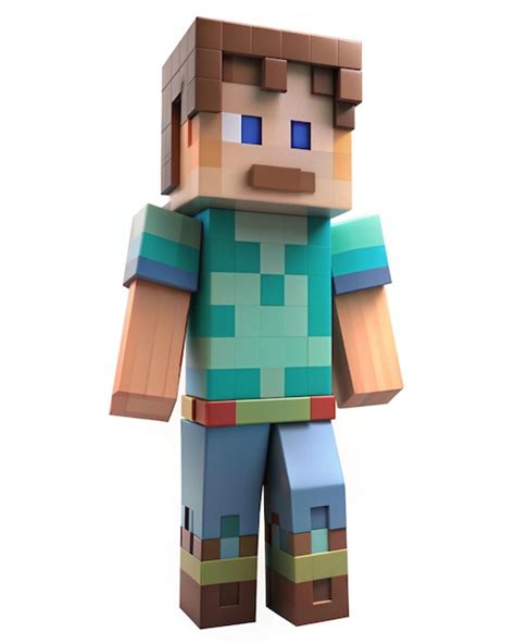 Minecraft style steve white background | Premium AI-generated image