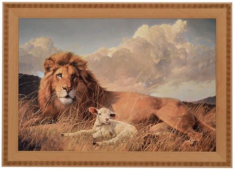 Lion Lamb Painting at PaintingValley.com | Explore collection of Lion ...