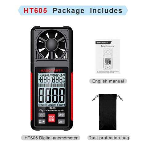 HABOTEST HT605 Handheld Digital LCD Air Wind Speed Anemometer