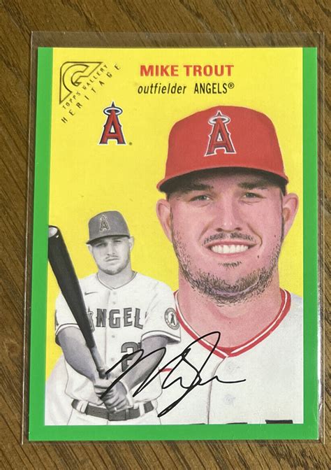 2020toppsgallery Heritagegreen23ht 1miketrout2f250 For Sale