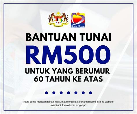 Bantuan RM500 Setiap Bulan Untuk Yang Berumur 60 Tahun Ke Atas Syarat