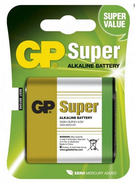 Battery 312A/3LR12, 4.5V, Super Alkaline, 1 pcs., GP