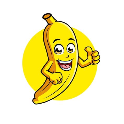 Happy Banana Personaje De Dibujos Animados Dando Pulgares Hacia Arriba