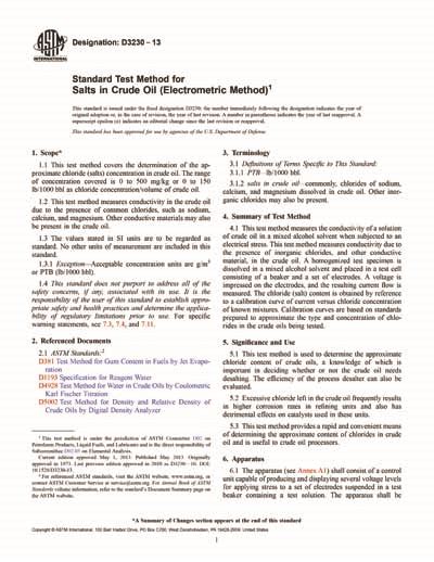 ASTM D3230 13 Standard Test Method For Salts In Crude Oil