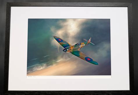 Spitfire Fighter Plane Painting WW2 Military Aviation Signed Limited ...