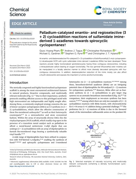 Pdf Palladium Catalysed Enantio And Regioselective