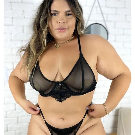 Lingerie Plus Size De Tule Transparente Aro Sem Bojo Conjunto