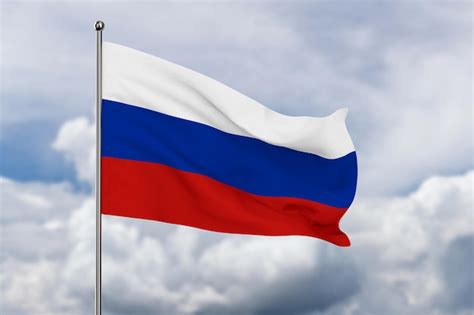 Bandeira da rússia na ilustração 3d do fundo do céu Foto Premium