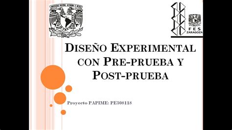 Diseño Experimental con Pre prueba y Post prueba YouTube