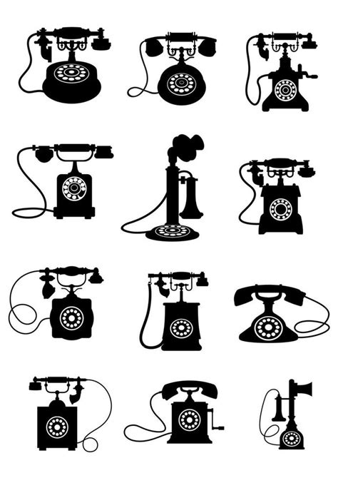 Silhouette of vintage telephones 11521542 Vector Art at Vecteezy