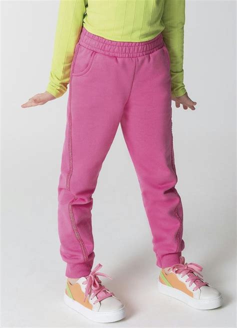 Calça de Moletom Infantil Menina Rosa Cativa