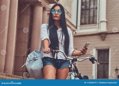 Brunette Female Wearing Blouse And Stock Image Image Of Sensual Blouse