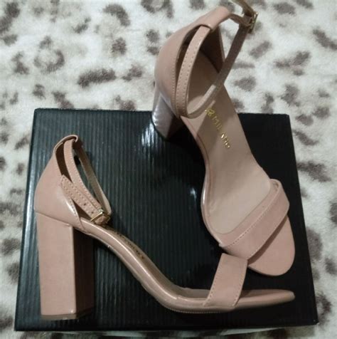 Sandália Nude Rosé Salto Grosso Sandália Feminina Milano Usado 35673648 enjoei