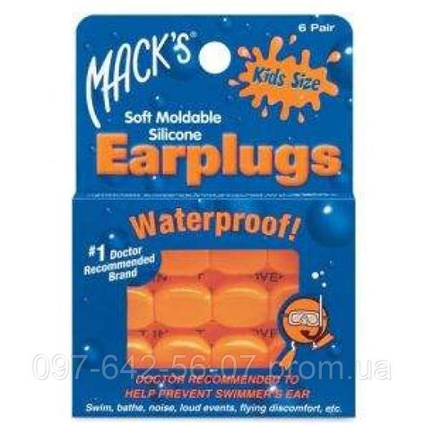 Беруши MACKS Pillow Soft силиконовые оранжевые для детей 6 пар CT, код ...