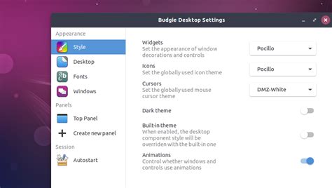 budgie desktop settings - Manjaro dot site