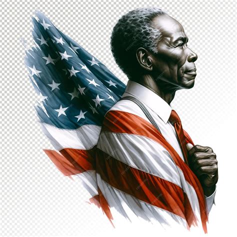 Premium PSD | Mature african american individual with an american flag ...