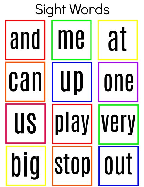 Free printable kindergarten worksheets sight words - linksnom
