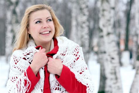 Beautiful Blonde in a Traditional Russian Winter Snow Stock Photo ...