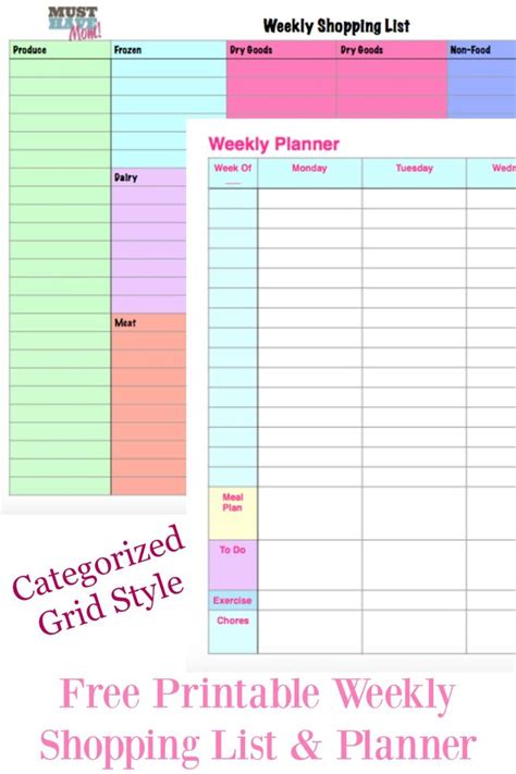 Free Printable Weekly Planner Weekly Shopping List How I Organize