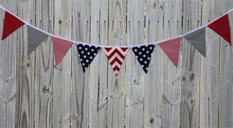 Red White And Blue Fabric Bunting Banner By Celebratepretty On Etsy 25