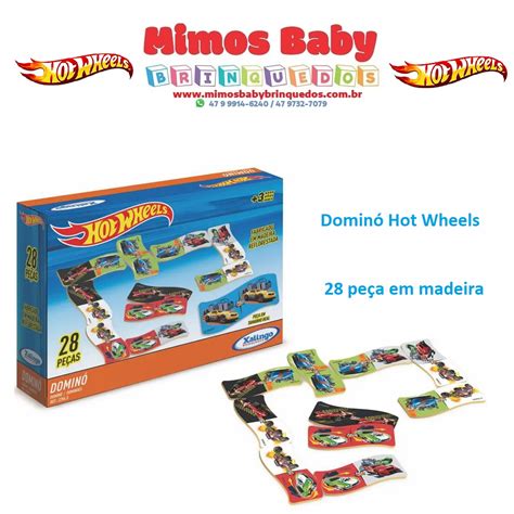 Dominó Hot Wheels Xalingo Peças Madeira Gluvi Mimos Brinquedos