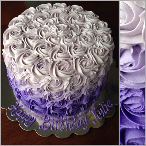 Purple Ombr Rosette Buttercream Cake