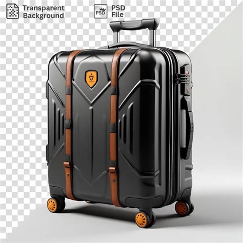 Portrait D Une Valise Noire Avec Des Roues Orange Et Une Poign E Noire