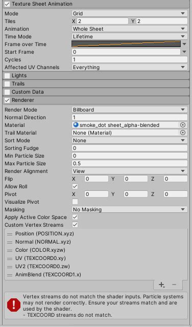 Smooth Transition Between Particle Texture Sheet Animation Unity