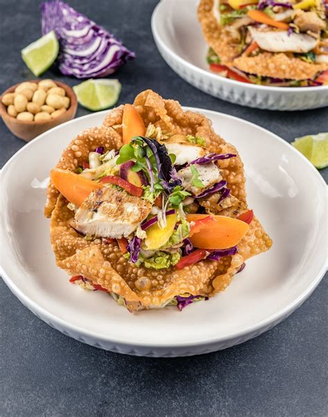 Thai Chicken Peanut Salad With Crispy Wontons Recipe