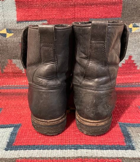 Vintage Frye Black Leather Shearling Lined Boots Us L Gem